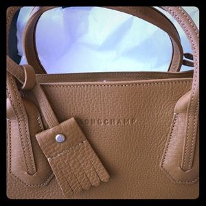 Longchamp never-used tan leather briefcase, womens
